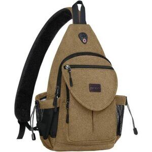 New Sling Backpack, Canvas Crossbody Bag Brown